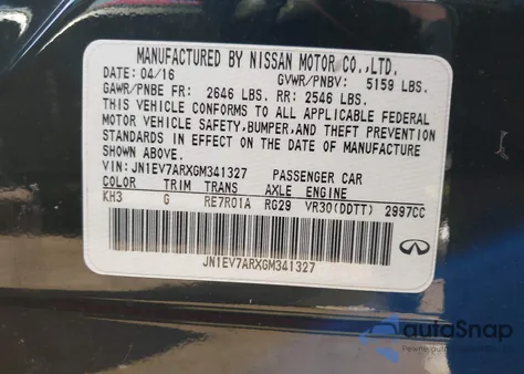 2016 Infiniti Q50 3.0T Premium z USA, uszkodzony, nr VIN JN1EV7ARXGM341327